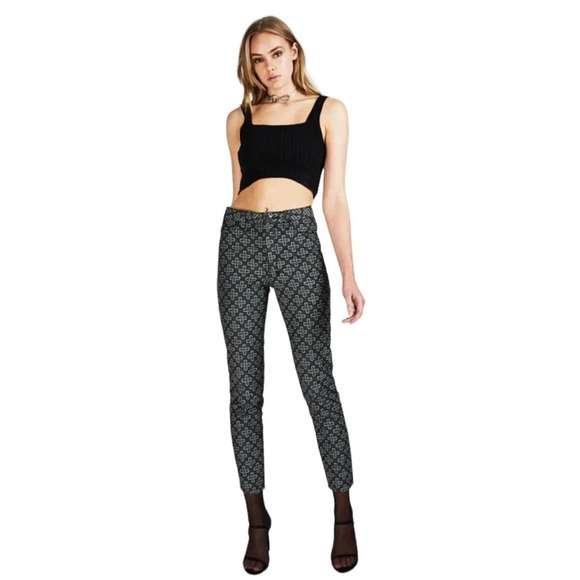Ksubi Pants - Ksubi Slim Pin Black Monogram Slim Fit Mid Rise Cropped Women’s Size 29